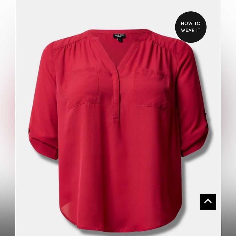 NWT TORRID SIZE 1 1X 14-16 HARPER GEORGETTE PULLOVER 3/4 SLEEVE BLOUSE TOP SHIRT